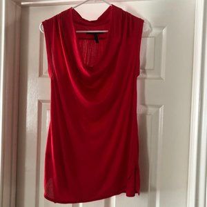 BCBG Maxazria Red Modal Tunic Top XS Cowl Neck